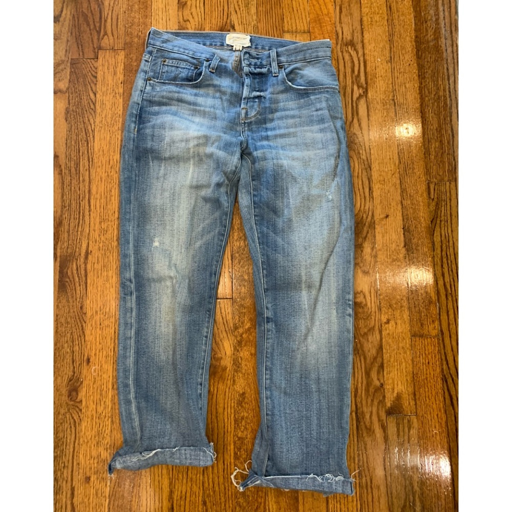 Cropped and ripped boyfriend jeans